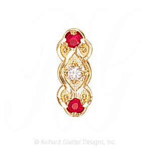 GS436 D/R - 14 Karat Gold Slide with Diamond center and Ruby accents 
